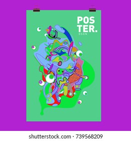 Abstract  Colorful Curvy Liquid Cover and Poster Design Template. Flat Bubble Shape Layout Design Composition and  Template.