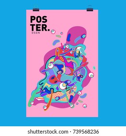 Abstract  Colorful Curvy Liquid Cover and Poster Design Template. Flat Bubble Shape Layout Design Composition and  Template.