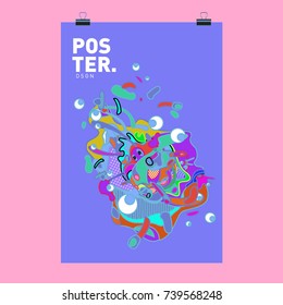 Abstract  Colorful Curvy Liquid Cover and Poster Design Template. Flat Bubble Shape Layout Design Composition and  Template.