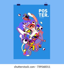 Abstract  Colorful Curvy Liquid Cover and Poster Design Template. Flat Bubble Shape Layout Design Composition and  Template.