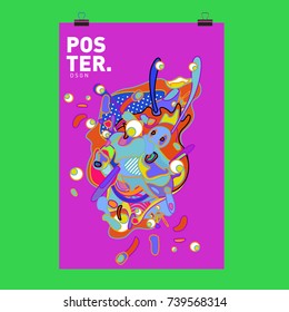Abstract  Colorful Curvy Liquid Cover and Poster Design Template. Flat Bubble Shape Layout Design Composition and  Template.