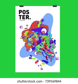 Abstract  Colorful Curvy Liquid Cover and Poster Design Template. Flat Bubble Shape Layout Design Composition and  Template.