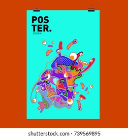 Abstract  Colorful Curvy Liquid Cover and Poster Design Template. Flat Bubble Shape Layout Design Composition and  Template.
