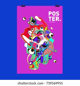 Abstract  Colorful Curvy Liquid Cover and Poster Design Template. Flat Bubble Shape Layout Design Composition and  Template.