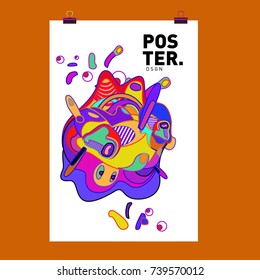 Abstract  Colorful Curvy Liquid Cover and Poster Design Template. Flat Bubble Shape Layout Design Composition and  Template.
