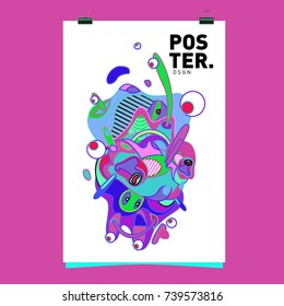 Abstract  Colorful Curvy Liquid Cover and Poster Design Template. Flat Bubble Shape Layout Design Composition and  Template.