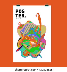 Abstract  Colorful Curvy Liquid Cover and Poster Design Template. Flat Bubble Shape Layout Design Composition and  Template.