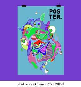 Abstract  Colorful Curvy Liquid Cover and Poster Design Template. Flat Bubble Shape Layout Design Composition and  Template.