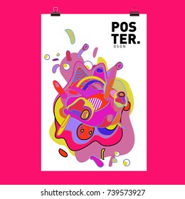 Abstract  Colorful Curvy Liquid Cover and Poster Design Template. Flat Bubble Shape Layout Design Composition and  Template.