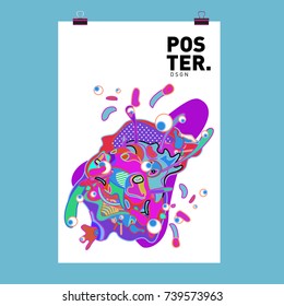 Abstract  Colorful Curvy Liquid Cover and Poster Design Template. Flat Bubble Shape Layout Design Composition and  Template.