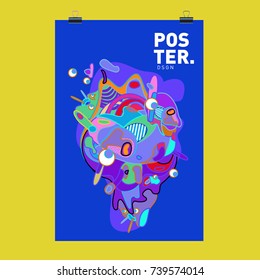 Abstract  Colorful Curvy Liquid Cover and Poster Design Template. Flat Bubble Shape Layout Design Composition and  Template.