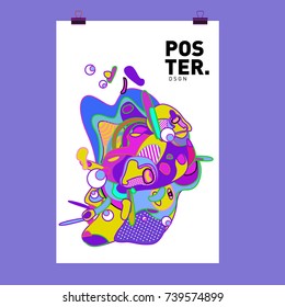 Abstract  Colorful Curvy Liquid Cover and Poster Design Template. Flat Bubble Shape Layout Design Composition and  Template.