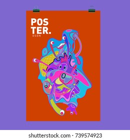 Abstract  Colorful Curvy Liquid Cover and Poster Design Template. Flat Bubble Shape Layout Design Composition and  Template.