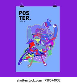 Abstract  Colorful Curvy Liquid Cover and Poster Design Template. Flat Bubble Shape Layout Design Composition and  Template.