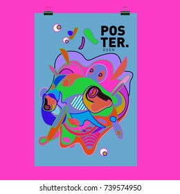 Abstract  Colorful Curvy Liquid Cover and Poster Design Template. Flat Bubble Shape Layout Design Composition and  Template.