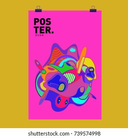 Abstract  Colorful Curvy Liquid Cover and Poster Design Template. Flat Bubble Shape Layout Design Composition and  Template.