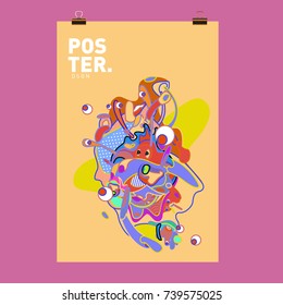 Abstract  Colorful Curvy Liquid Cover and Poster Design Template. Flat Bubble Shape Layout Design Composition and  Template.