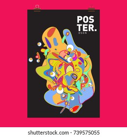 Abstract  Colorful Curvy Liquid Cover and Poster Design Template. Flat Bubble Shape Layout Design Composition and  Template.