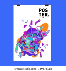 Abstract  Colorful Curvy Liquid Cover and Poster Design Template. Flat Bubble Shape Layout Design Composition and  Template.