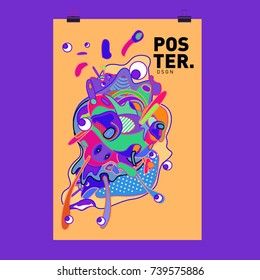 Abstract  Colorful Curvy Liquid Cover and Poster Design Template. Flat Bubble Shape Layout Design Composition and  Template.