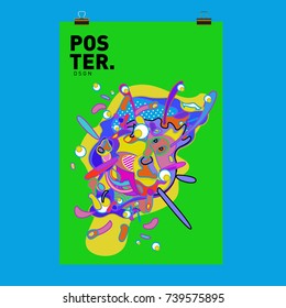 Abstract  Colorful Curvy Liquid Cover and Poster Design Template. Flat Bubble Shape Layout Design Composition and  Template.