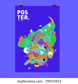 Abstract  Colorful Curvy Liquid Cover and Poster Design Template. Flat Bubble Shape Layout Design Composition and  Template.