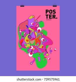 Abstract  Colorful Curvy Liquid Cover and Poster Design Template. Flat Bubble Shape Layout Design Composition and  Template.