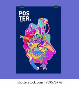 Abstract  Colorful Curvy Liquid Cover and Poster Design Template. Flat Bubble Shape Layout Design Composition and  Template.