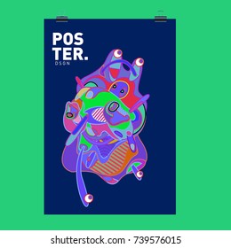 Abstract  Colorful Curvy Liquid Cover and Poster Design Template. Flat Bubble Shape Layout Design Composition and  Template.