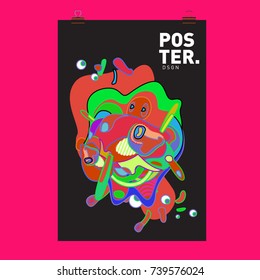 Abstract  Colorful Curvy Liquid Cover and Poster Design Template. Flat Bubble Shape Layout Design Composition and  Template.