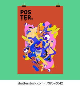 Abstract  Colorful Curvy Liquid Cover and Poster Design Template. Flat Bubble Shape Layout Design Composition and  Template.