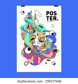 Abstract  Colorful Curvy Liquid Cover and Poster Design Template. Flat Bubble Shape Layout Design Composition and  Template.