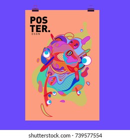 Abstract  Colorful Curvy Liquid Cover and Poster Design Template. Flat Bubble Shape Layout Design Composition and  Template.