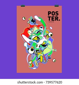 Abstract  Colorful Curvy Liquid Cover and Poster Design Template. Flat Bubble Shape Layout Design Composition and  Template.