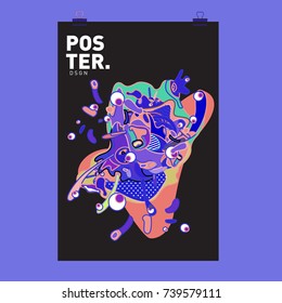 Abstract  Colorful Curvy Liquid Cover and Poster Design Template. Flat Bubble Shape Layout Design Composition and  Template.