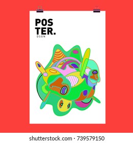 Abstract  Colorful Curvy Liquid Cover and Poster Design Template. Flat Bubble Shape Layout Design Composition and  Template.