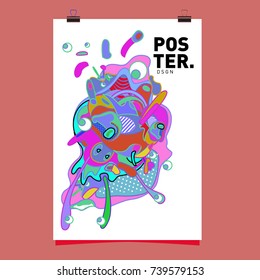Abstract  Colorful Curvy Liquid Cover and Poster Design Template. Flat Bubble Shape Layout Design Composition and  Template.