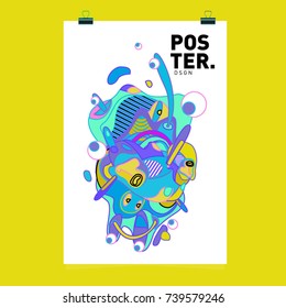Abstract  Colorful Curvy Liquid Cover and Poster Design Template. Flat Bubble Shape Layout Design Composition and  Template.