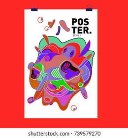 Abstract  Colorful Curvy Liquid Cover and Poster Design Template. Flat Bubble Shape Layout Design Composition and  Template.