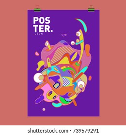 Abstract  Colorful Curvy Liquid Cover and Poster Design Template. Flat Bubble Shape Layout Design Composition and  Template.