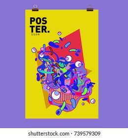 Abstract  Colorful Curvy Liquid Cover and Poster Design Template. Flat Bubble Shape Layout Design Composition and  Template.