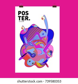 Abstract  Colorful Curvy Liquid Cover and Poster Design Template. Flat Bubble Shape Layout Design Composition and  Template.