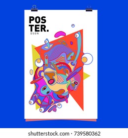 Abstract  Colorful Curvy Liquid Cover and Poster Design Template. Flat Bubble Shape Layout Design Composition and  Template.
