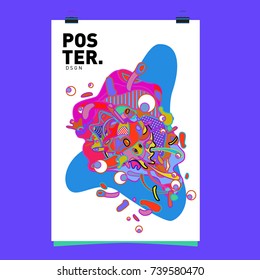 Abstract  Colorful Curvy Liquid Cover and Poster Design Template. Flat Bubble Shape Layout Design Composition and  Template.
