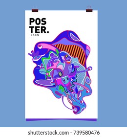 Abstract  Colorful Curvy Liquid Cover and Poster Design Template. Flat Bubble Shape Layout Design Composition and  Template.