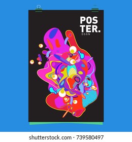 Abstract  Colorful Curvy Liquid Cover and Poster Design Template. Flat Bubble Shape Layout Design Composition and  Template.