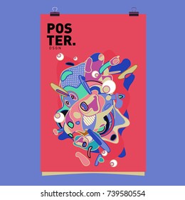 Abstract  Colorful Curvy Liquid Cover and Poster Design Template. Flat Bubble Shape Layout Design Composition and  Template.