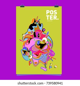 Abstract  Colorful Curvy Liquid Cover and Poster Design Template. Flat Bubble Shape Layout Design Composition and  Template.