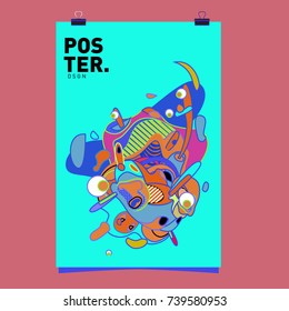 Abstract  Colorful Curvy Liquid Cover and Poster Design Template. Flat Bubble Shape Layout Design Composition and  Template.
