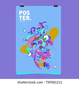 Abstract  Colorful Curvy Liquid Cover and Poster Design Template. Flat Bubble Shape Layout Design Composition and  Template.